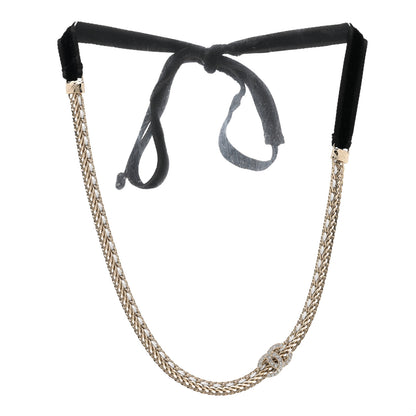 Chanel Metal Lambskin Crystal CC Choker Gold White 3 of 7