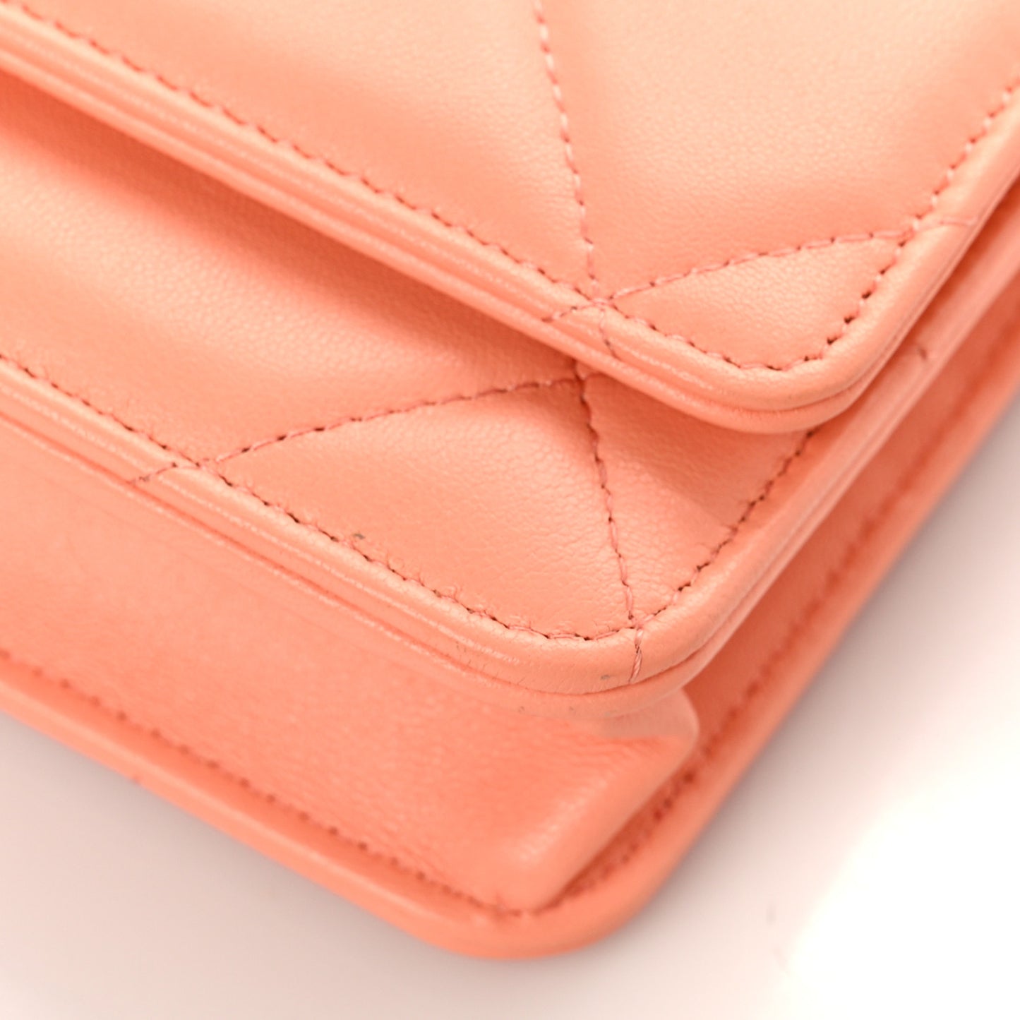 Lambskin Quilted Chanel 19 Wallet On Chain WOC Light Orange