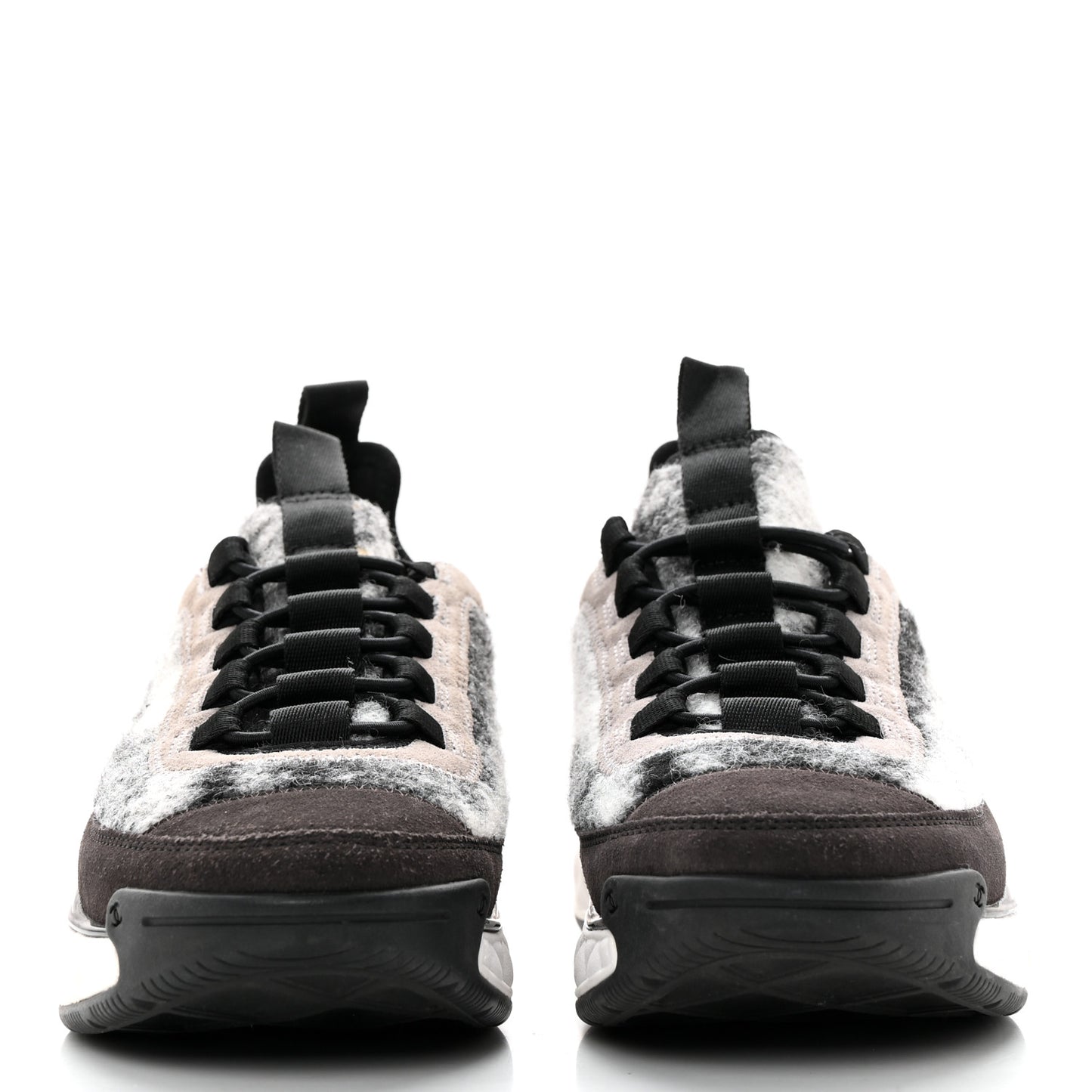 Fabric Suede Calfskin CC Sneakers 37 Grey