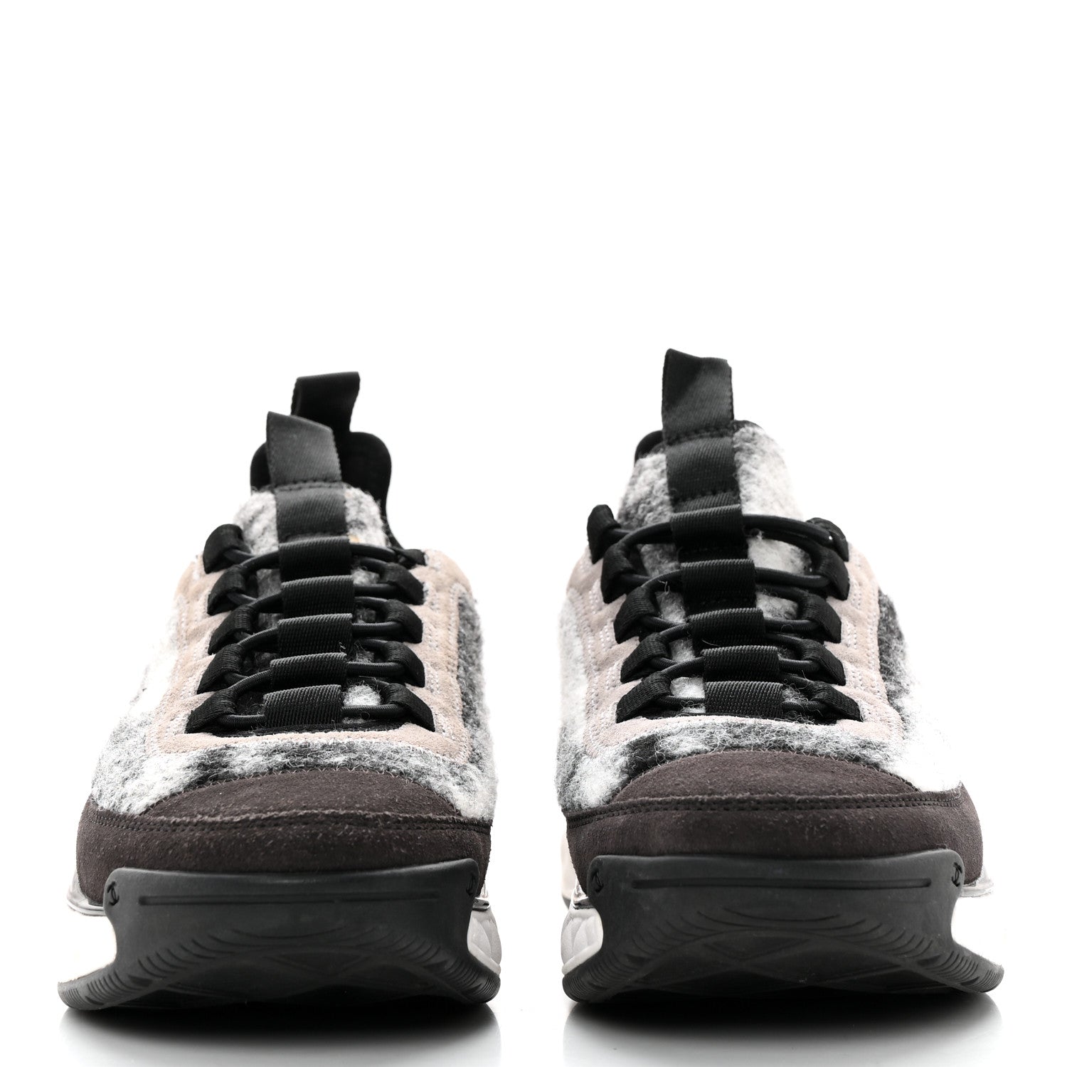 Chanel Fabric Suede Calfskin CC Sneakers 37 Grey 2 of 12