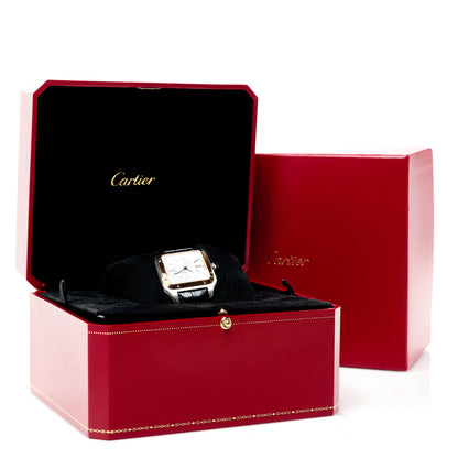 Cartier Stainless Steel 18K Pink Gold Alligator 31.4mm Santos Dumont Quartz Watch 5 of 5