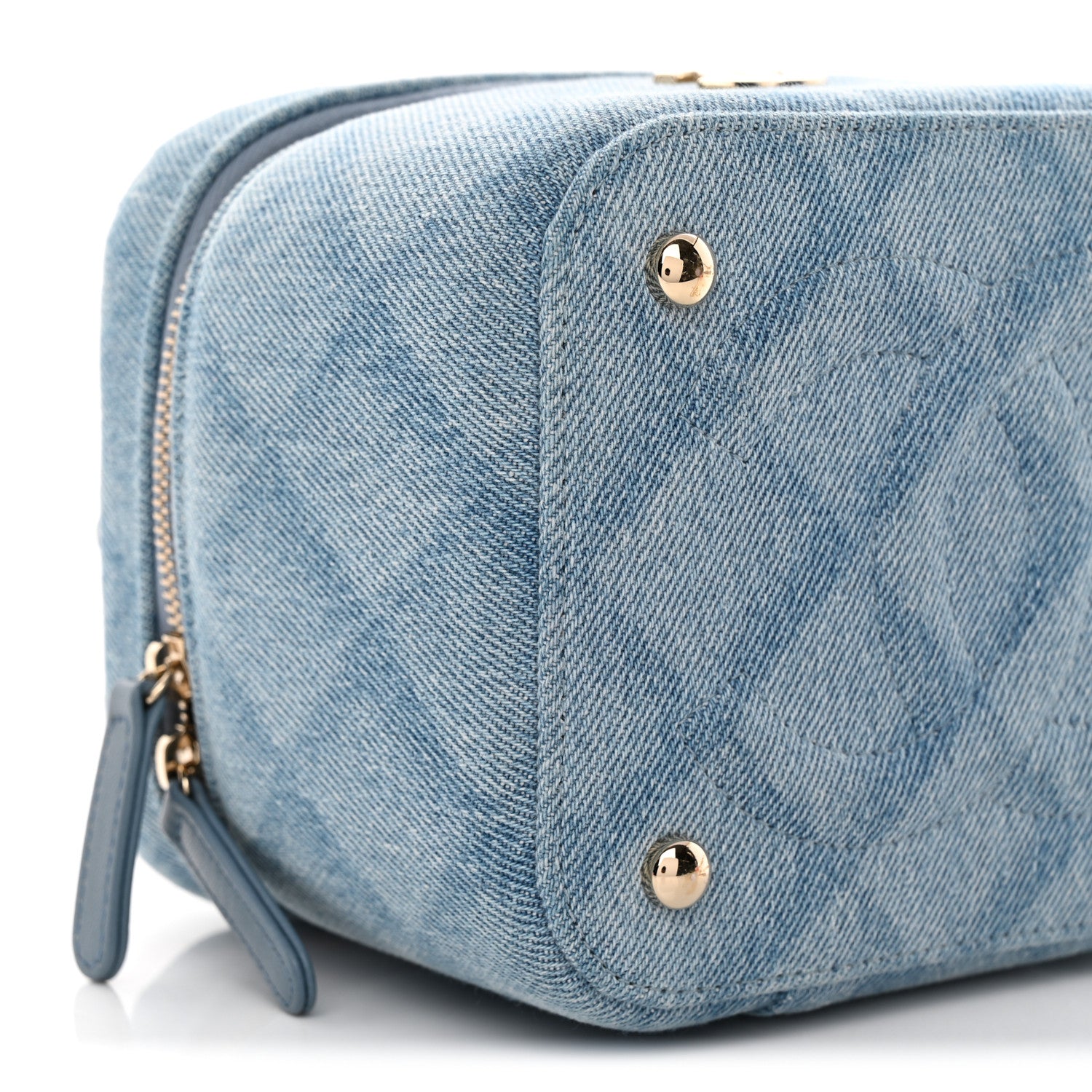 Chanel Denim Quilted Small CC Vanity Case Blue 9 of 10