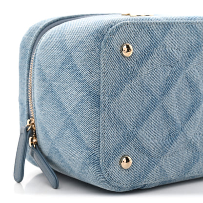 Chanel Denim Quilted Small CC Vanity Case Blue 9 of 10