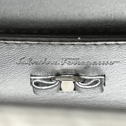Salvatore Ferragamo Metallic Calfskin Quilted Vara Bow Shoulder Bag Silver 6 of 10