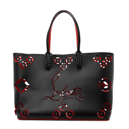 Christian Louboutin Calfskin Loubinthesky Perforated Cabarock Spikes Tote Black 1 of 12