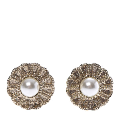 Chanel Pearl CC Camellia Earrings Gold 1 of 4