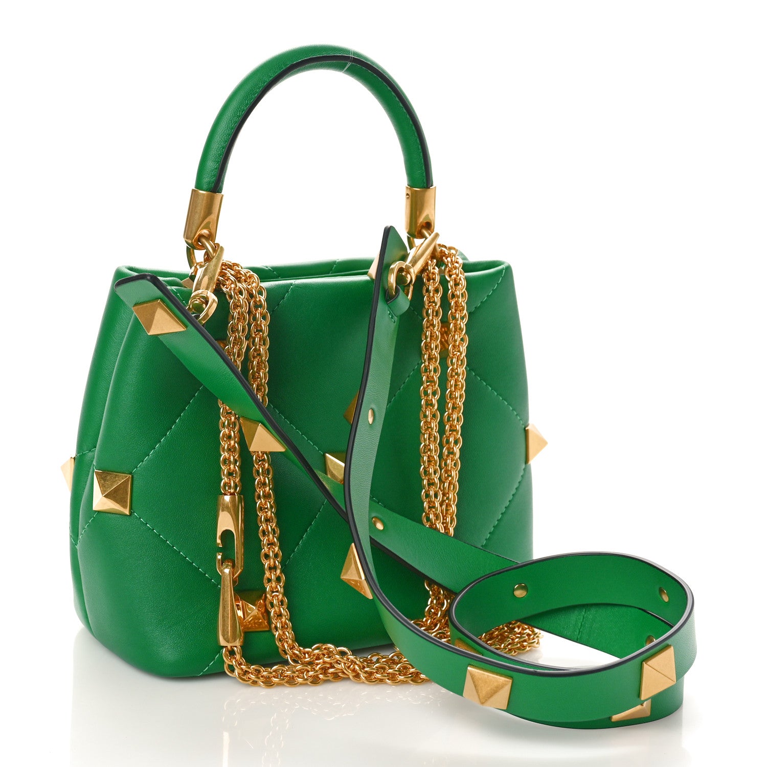 Valentino Garavani Nappa Small Roman Stud The Handle Bag Gea Green 3 of 10