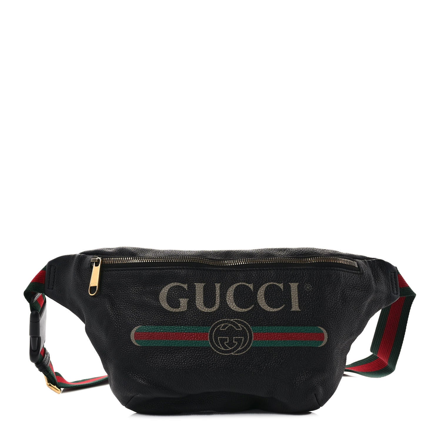 Gucci Grained Calfskin Logo Belt Bag Black 1 of 9