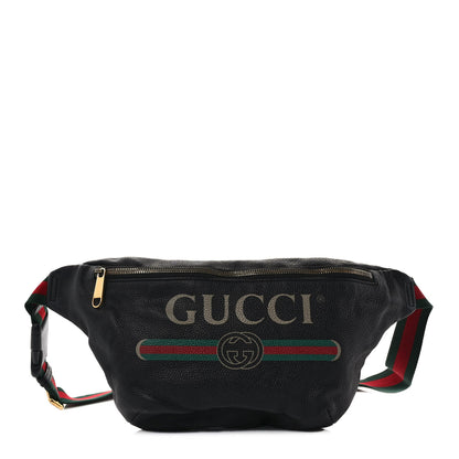 Gucci Grained Calfskin Logo Belt Bag Black 1 of 9