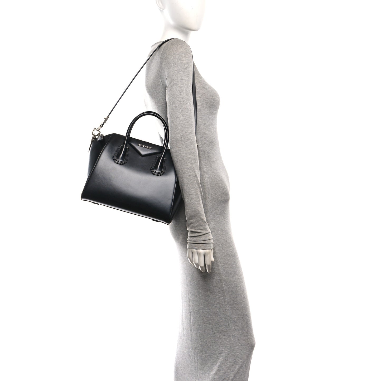 Shiny Lord Calfskin Smalll Antigona Black