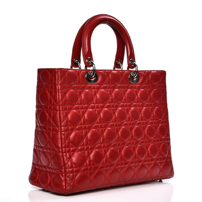 Christian Dior Vintage Lambskin Cannage Large Lady Dior Red 3 of 20