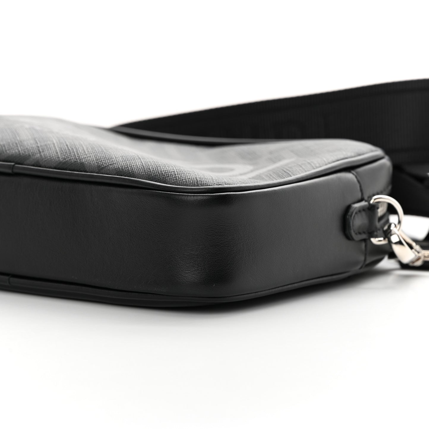Shiny Glazed Fabric Vitello Cover FF 1974 Logo Medium Camera Case Black