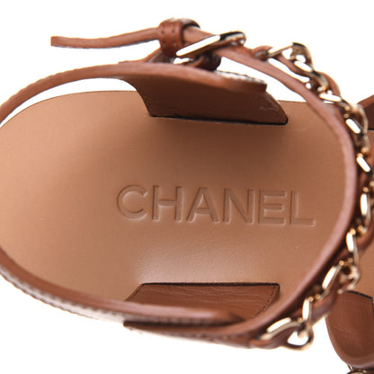 Chanel Calfskin Chain CC Flat Sandals 38 Beige 7 of 8