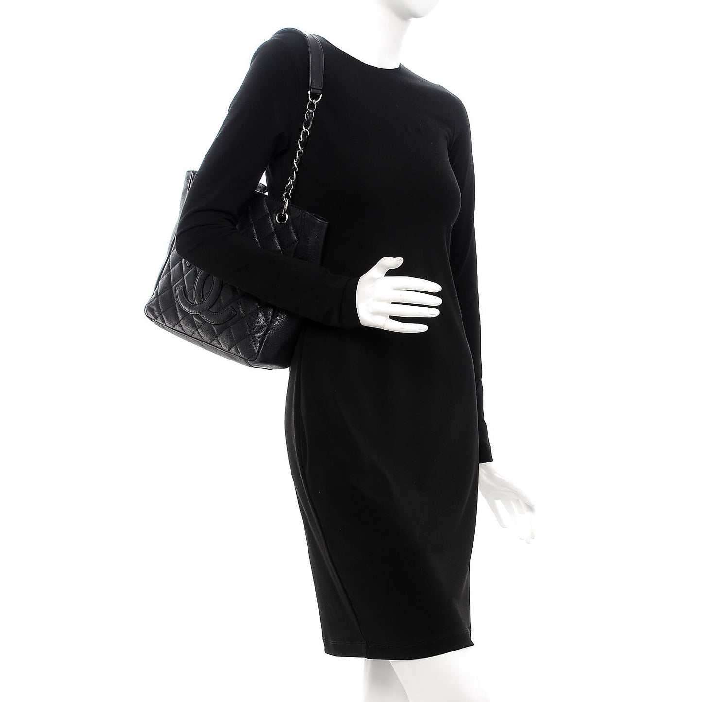 Caviar Petit Shopping Tote PST Black