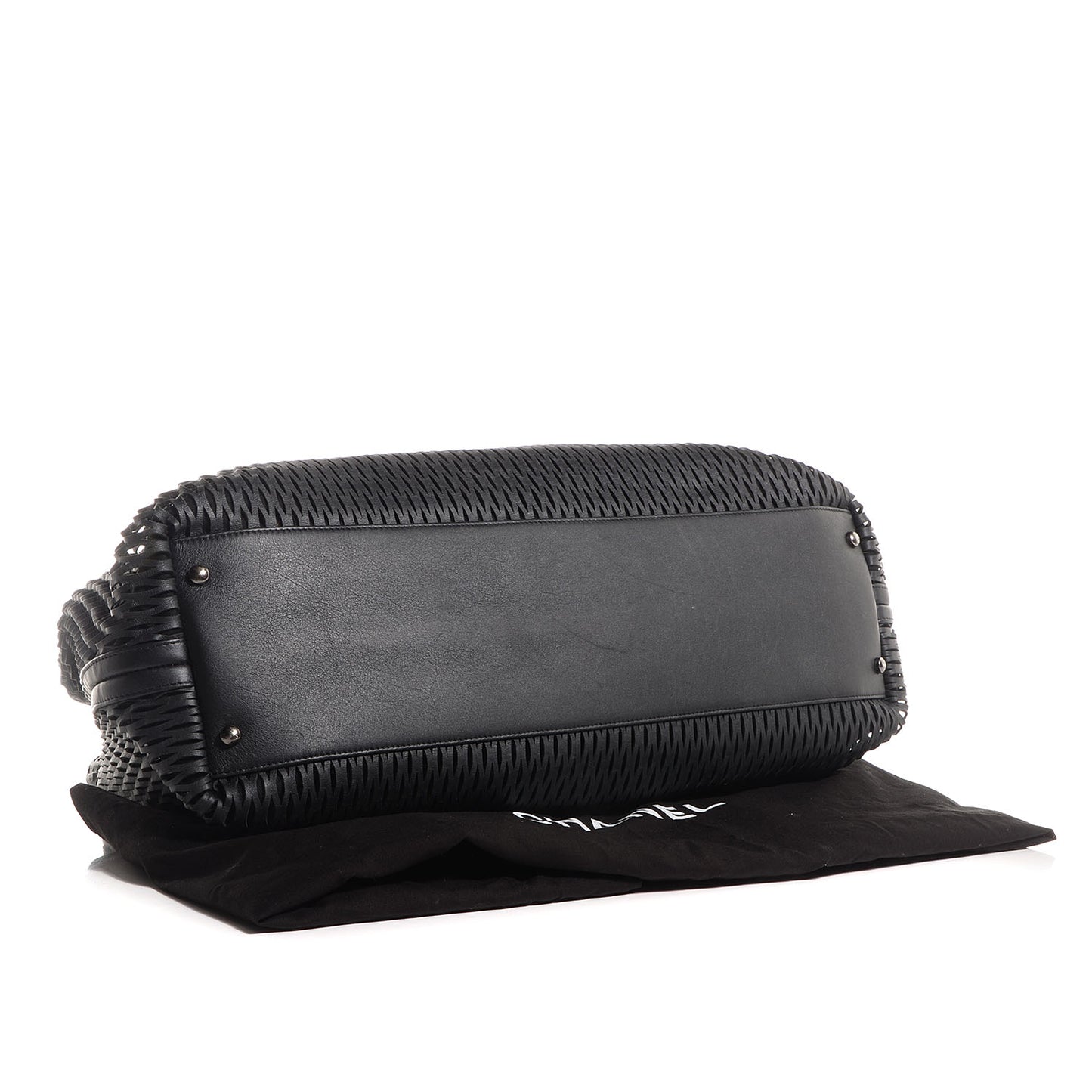 Calfskin Laser Cut Perforated CC Tote Black