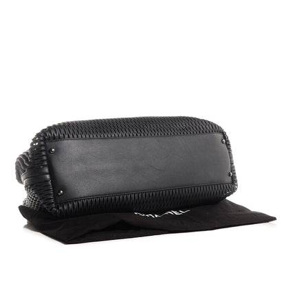 Chanel Calfskin Laser Cut Perforated CC Tote Black 4 of 7