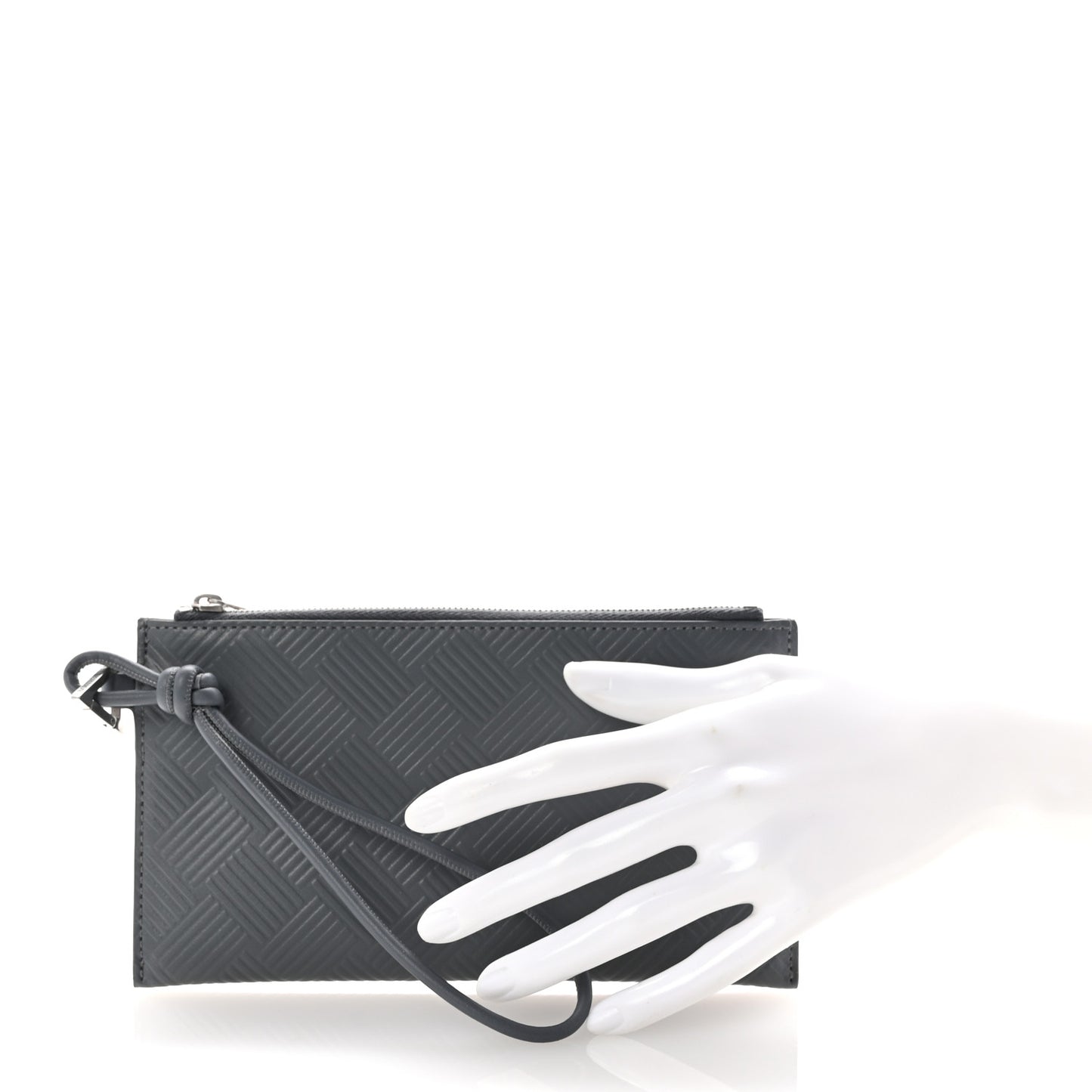 Debossed Calfskin Mens Bill Pouch Graphite
