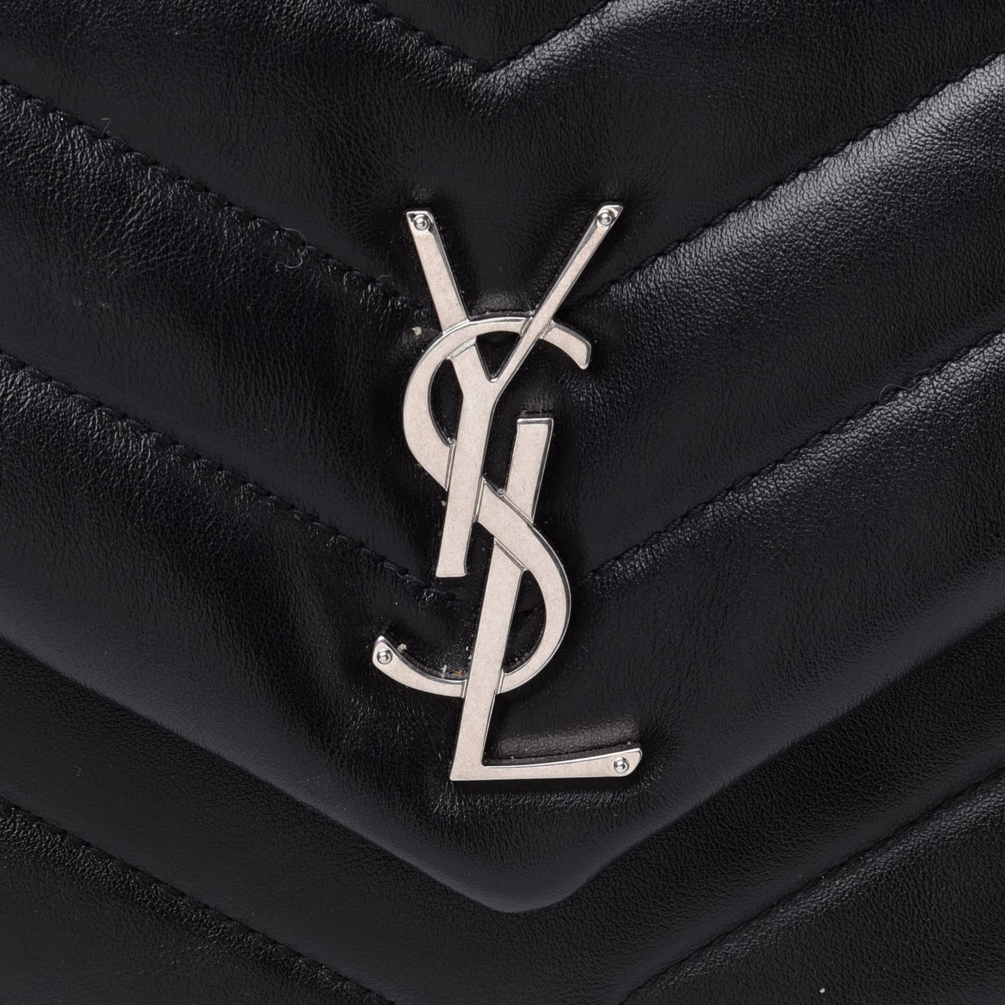 Calfskin Y Quilted Monogram Small Loulou Chain Satchel Black