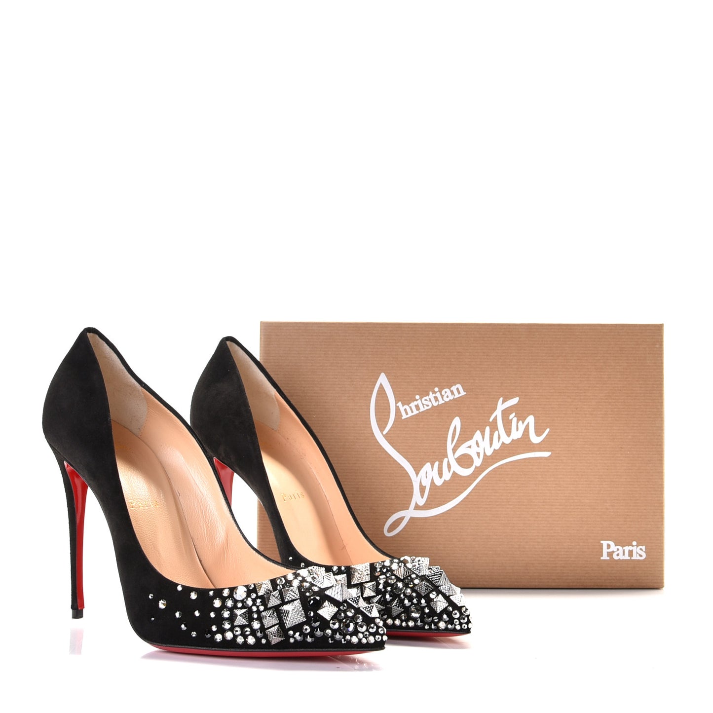 Veau Velours Crystal Studded Keopump 100 Pumps 40.5 Black