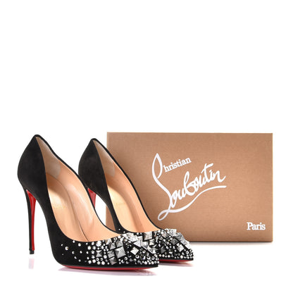 Christian Louboutin Veau Velours Crystal Studded Keopump 100 Pumps 40.5 Black 10 of 10