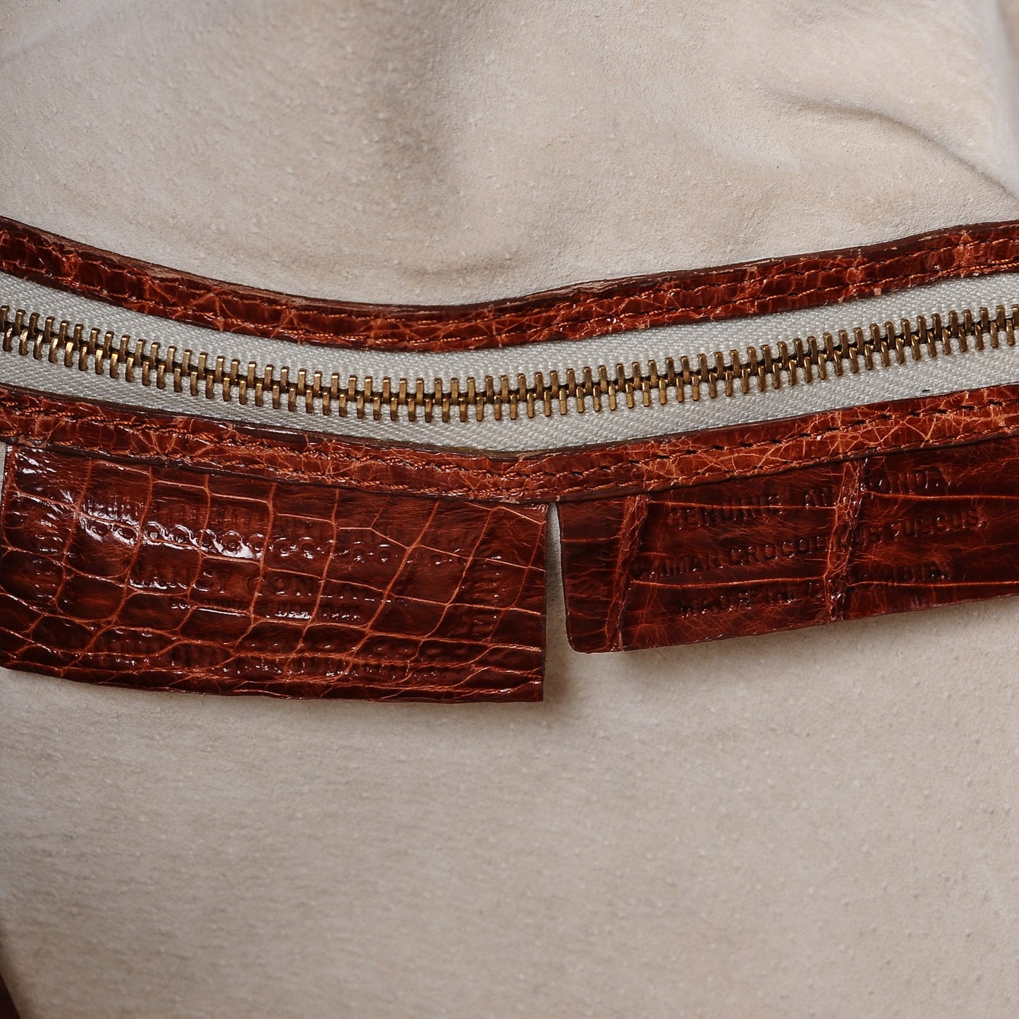Crocodile Python Embossed Shoulder Bag Brown