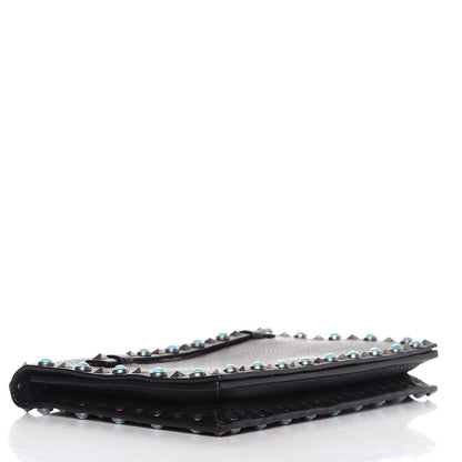 Valentino Garavani Pebbled Calfskin Rockstud Rolling Wristlet Clutch Black 4 of 8
