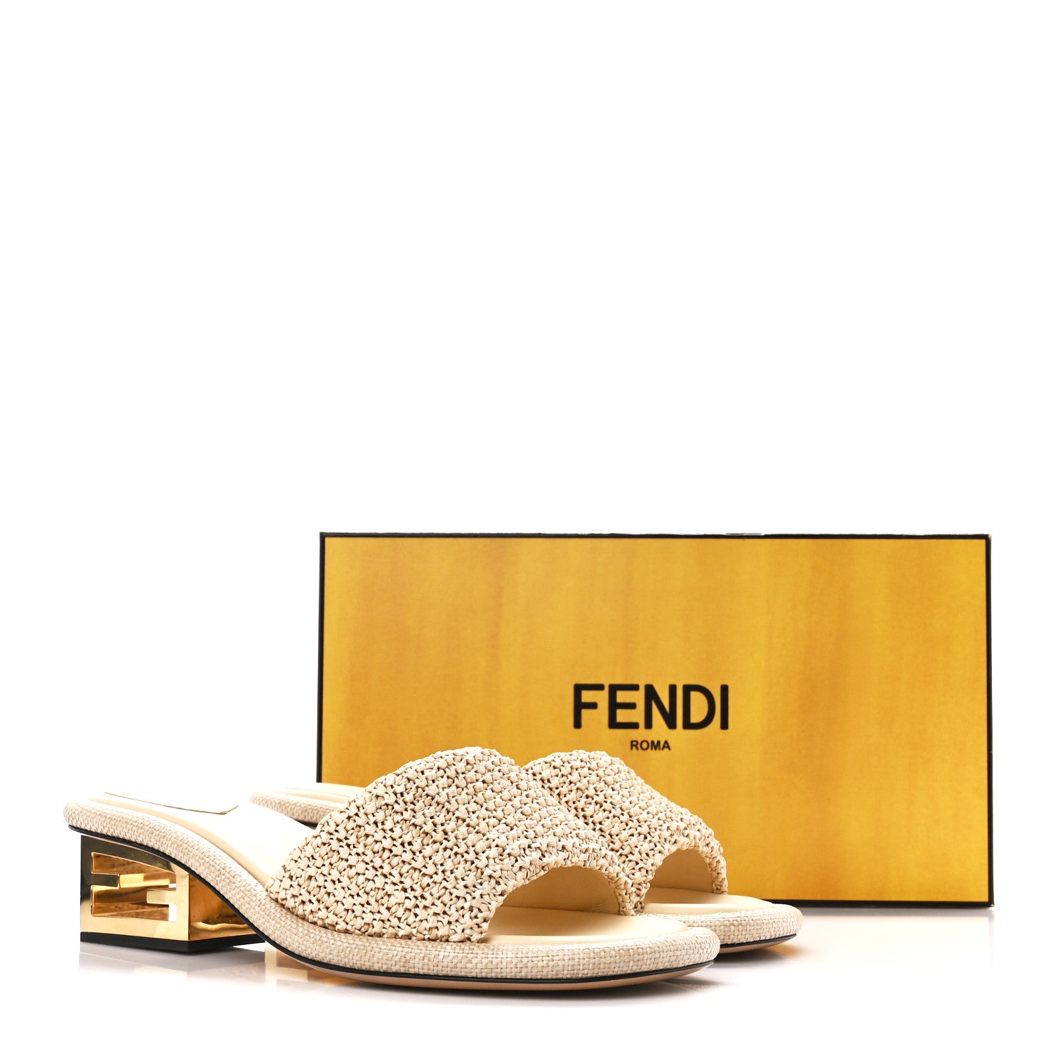 Fendi Raffia Intreccio Baguette 60mm Slide Sandals 41 Paglia 8 of 8