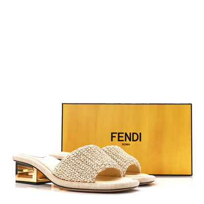 Fendi Raffia Intreccio Baguette 60mm Slide Sandals 41 Paglia 8 of 8