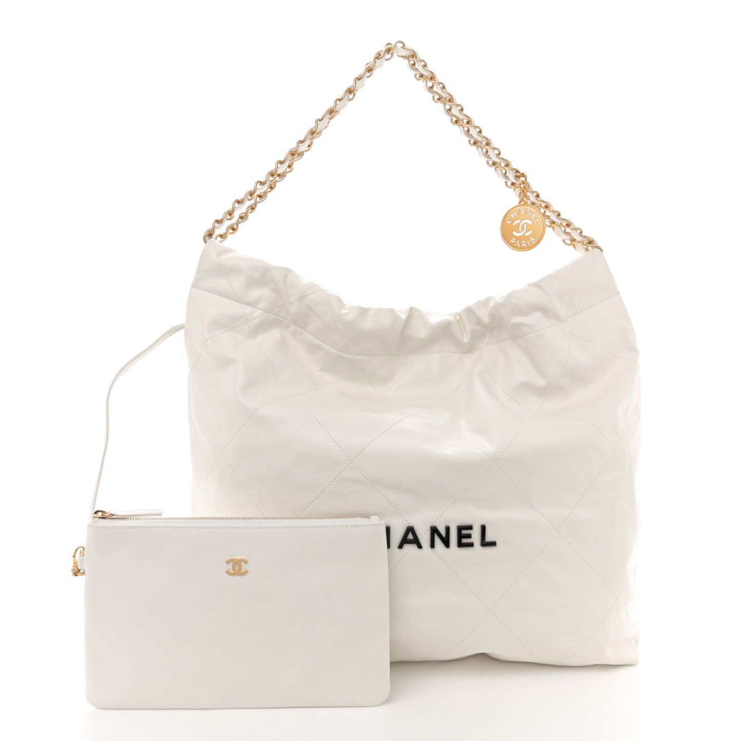 Calfskin Quilted Chanel 22 White