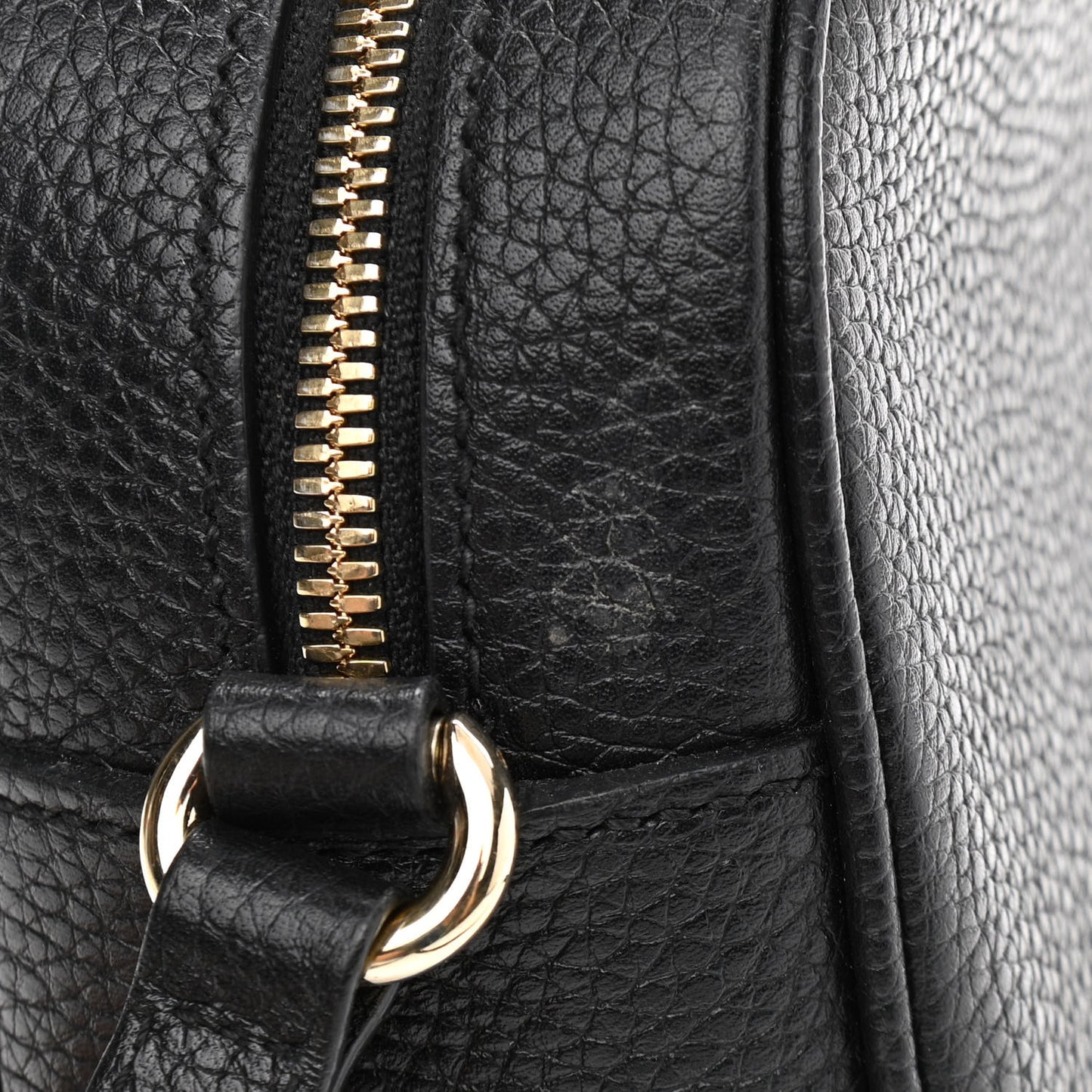 Pebbled Calfskin Small Soho Disco Bag Black