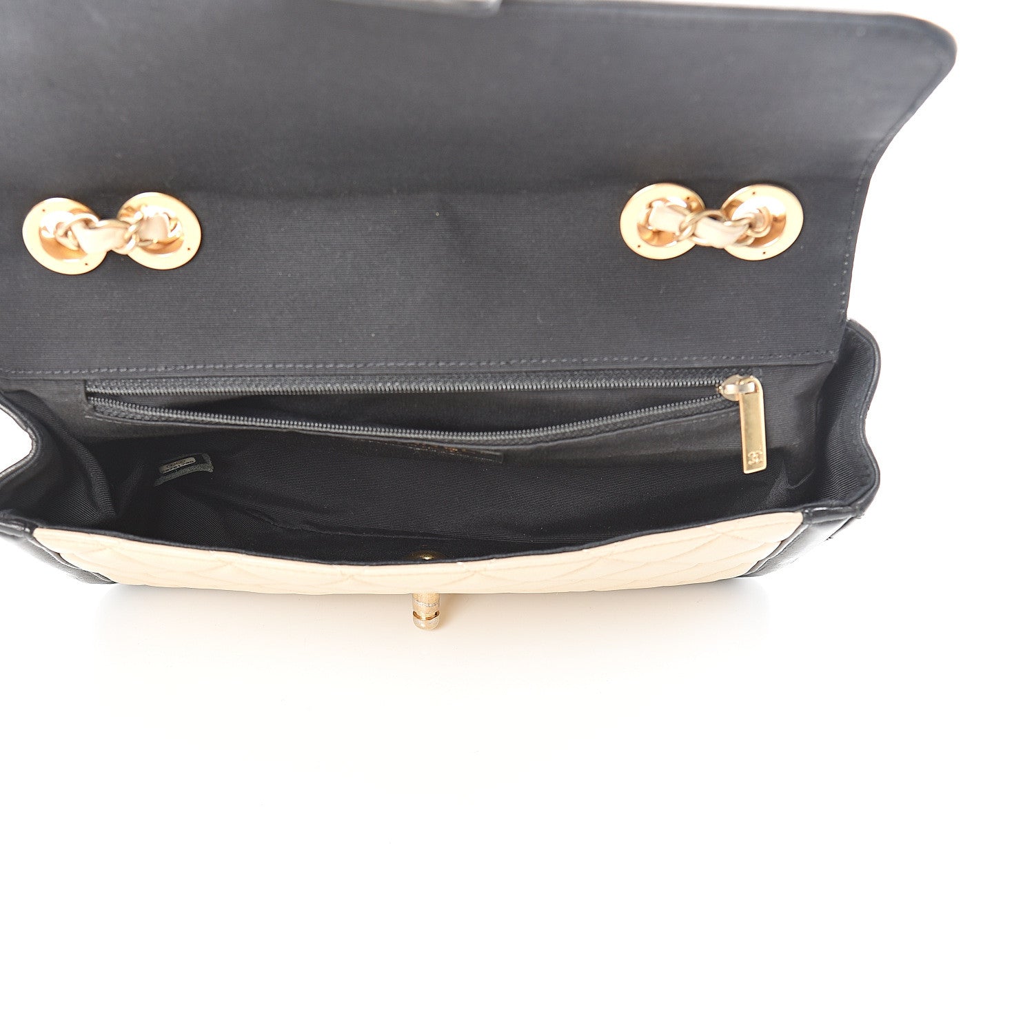 Chanel Lambskin Quilted Medium Elegant CC Flap Beige Black 5 of 11