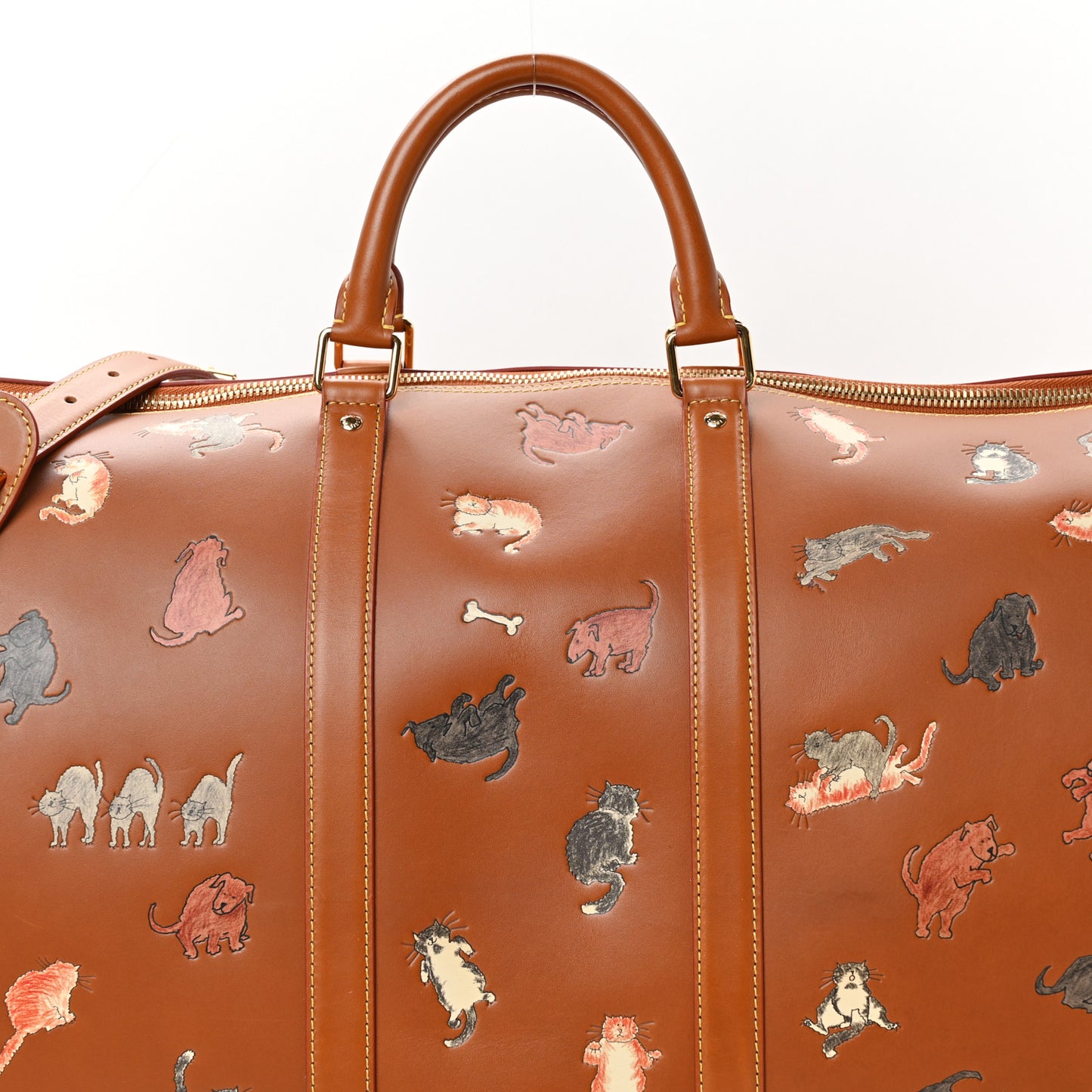 Calfskin Catogram Keepall Bandouliere 55  Tan