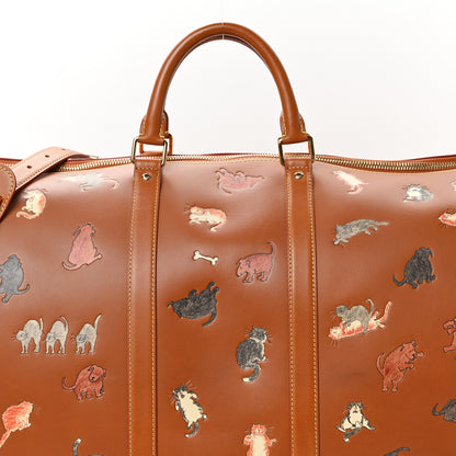Louis Vuitton Calfskin Catogram Keepall Bandouliere 55  Tan 7 of 12