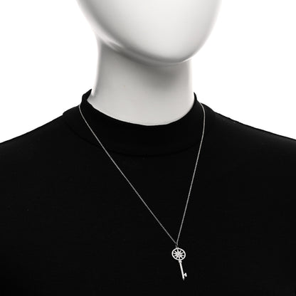 Tiffany Platinum 18K White Gold Diamond Star Key Pendant Necklace 2 of 5