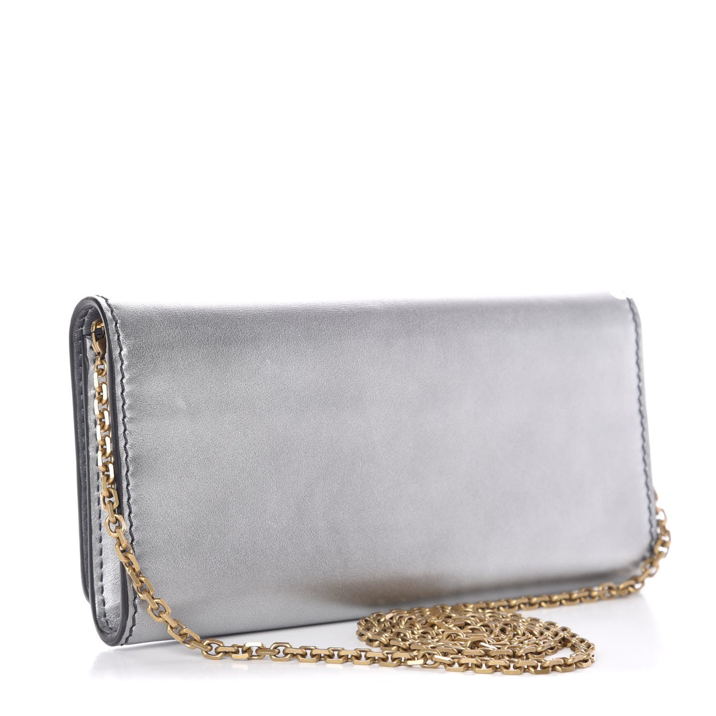 Metallic Calfskin J'adior Croisiere Chain Wallet Graphite