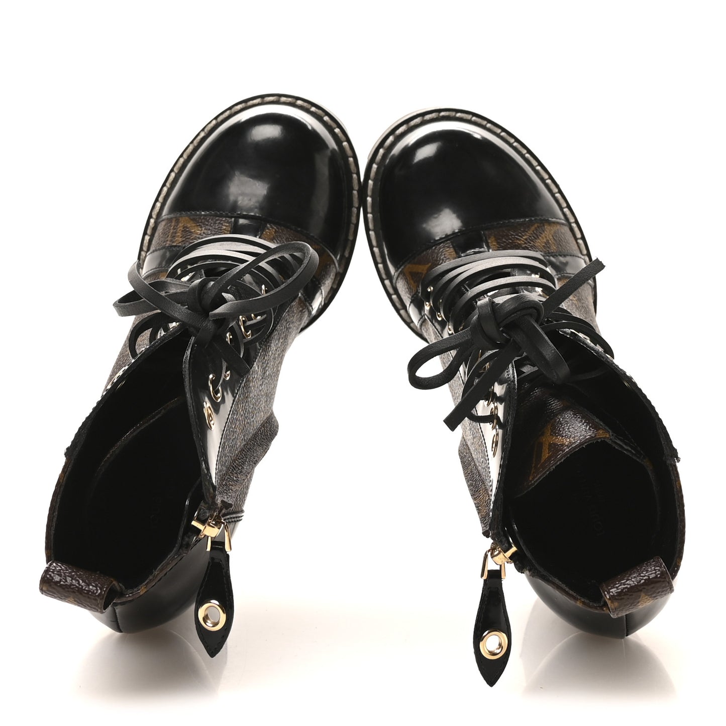 Patent Calfskin Monogram Star Trail Ankle Boots 36 Black