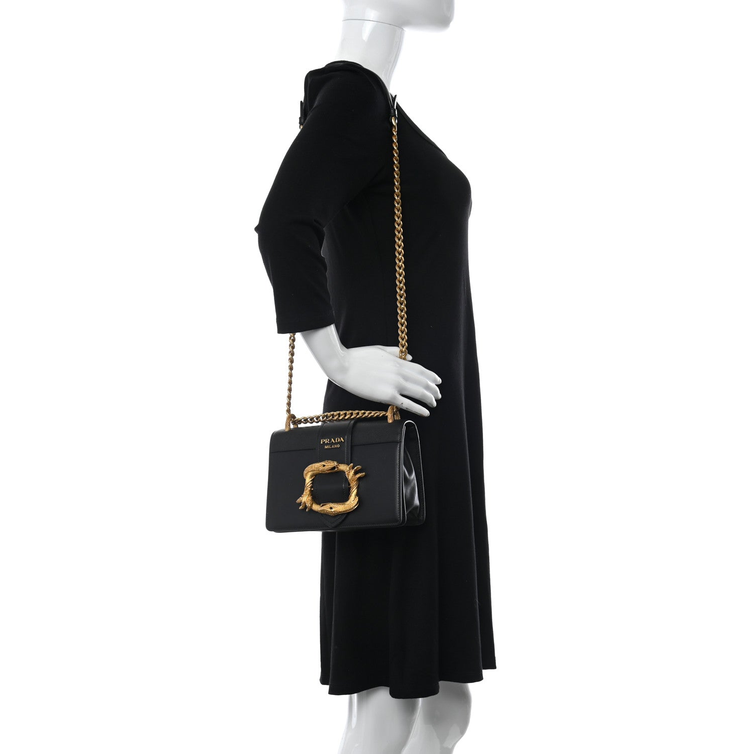 Prada City Calf Saffiano Animalier Cahier Bag Black 2 of 11