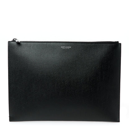 Saint Laurent Grain De Poudre Zipped Tablet Holder Black 1 of 8