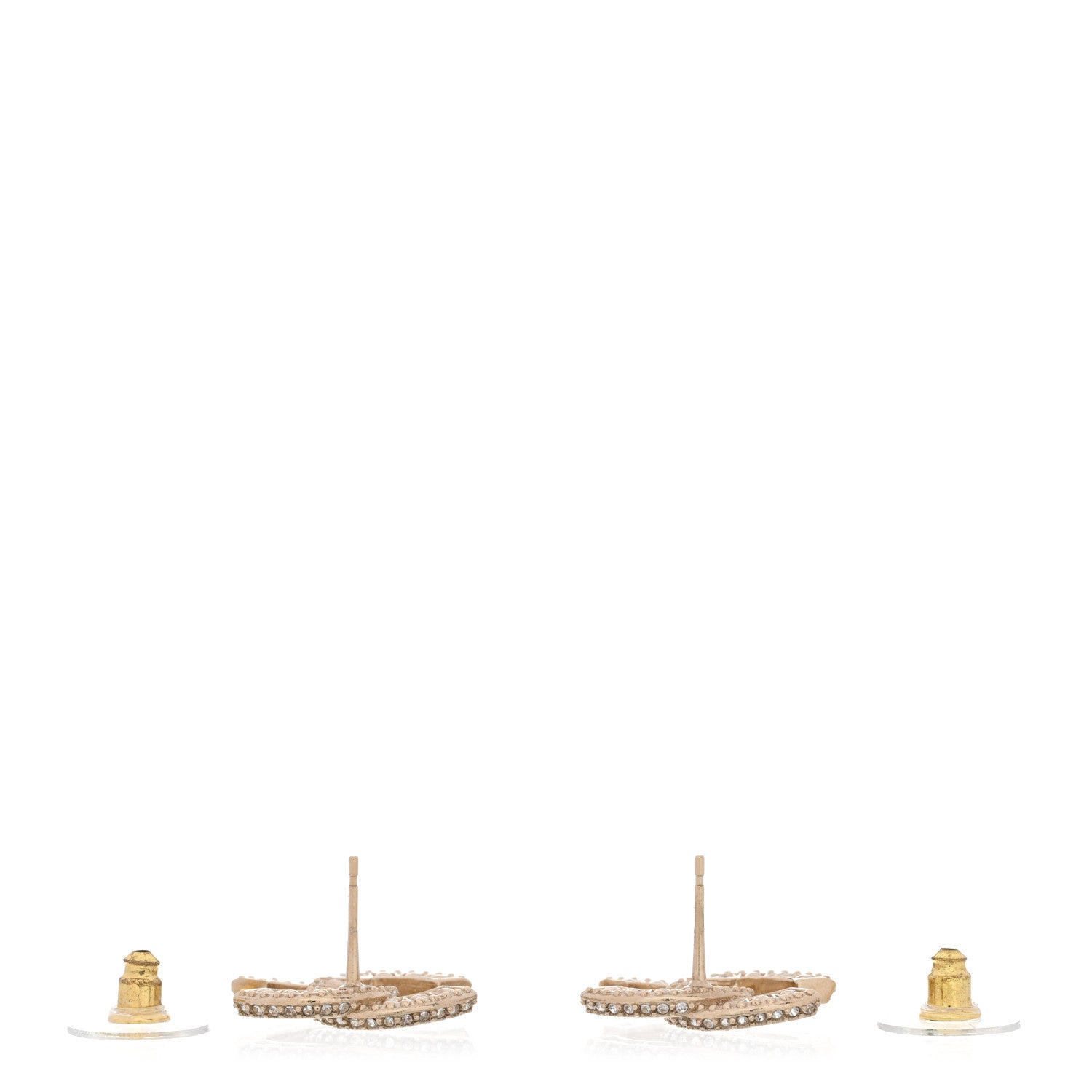 Chanel Crystal Timeless CC Earrings Light Gold 3 of 5