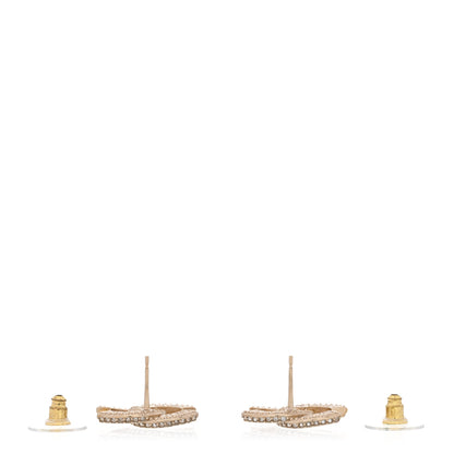 Chanel Crystal Timeless CC Earrings Light Gold 3 of 5