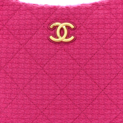 Chanel Cashmere Tweed Quilted CC Links Hobo Fuchsia 8 of 10