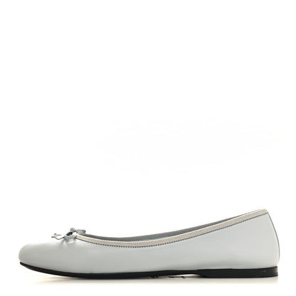 Prada Metallic Lambskin Bow Ballerina Flats 38.5 Fiordaliso 1 of 9