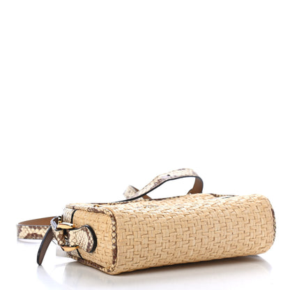 Gucci Raffia Elaphe Mini Ophidia Shoulder Bag Natural Cream Brown 3 of 4