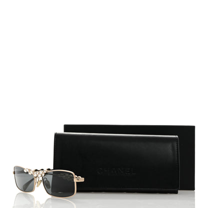 Chanel Metal Crystal Sparkling Wheat Rectangle Sunglasses 71584 Gold 8 of 8