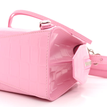 Balenciaga Semi Shiny Calfskin Crocodile Embossed Neo Classic Silver Hardware Mini City Pink 10 of 10