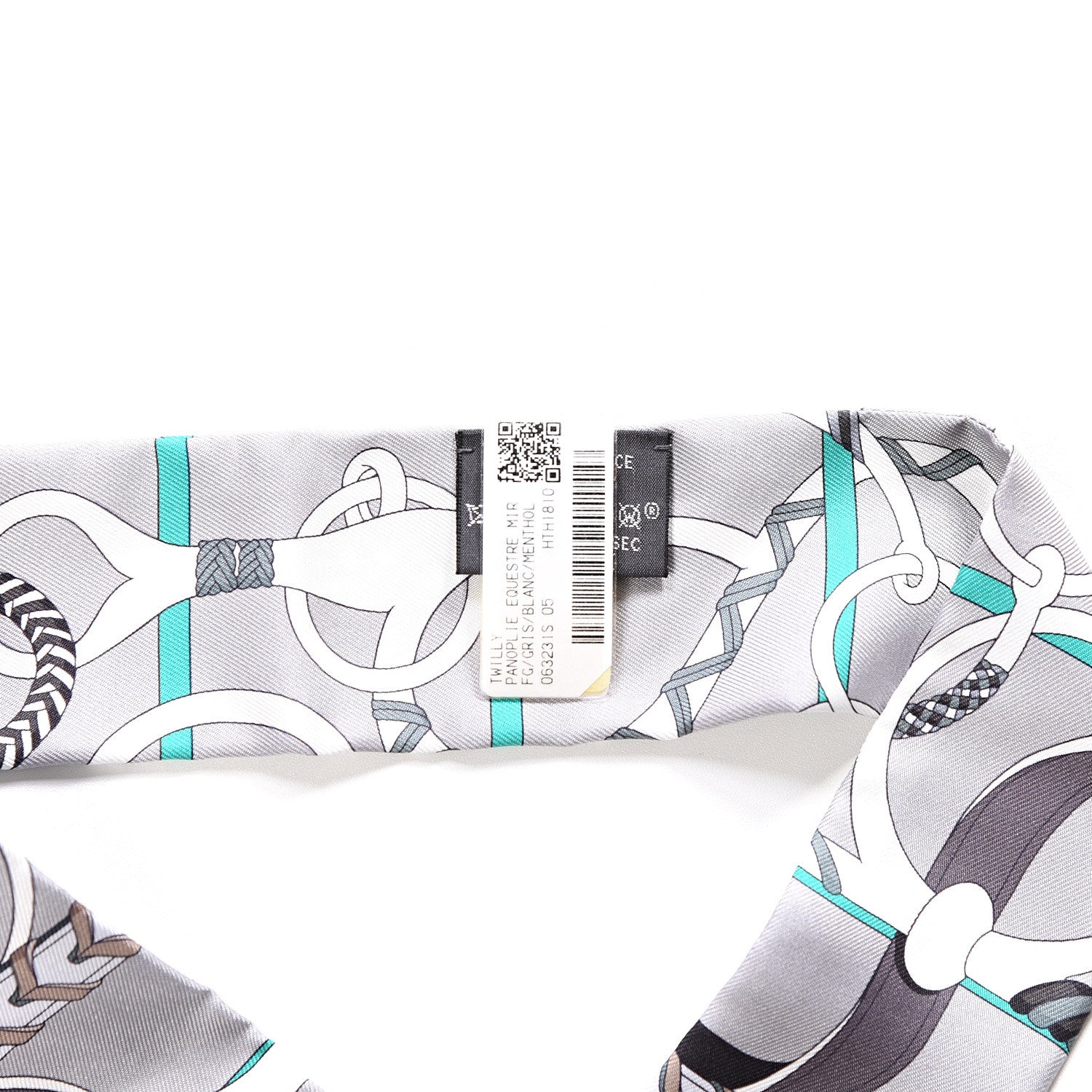 Hermes Silk Panoplie Equestre Twilly Gris Blanc Menthol 2 of 3