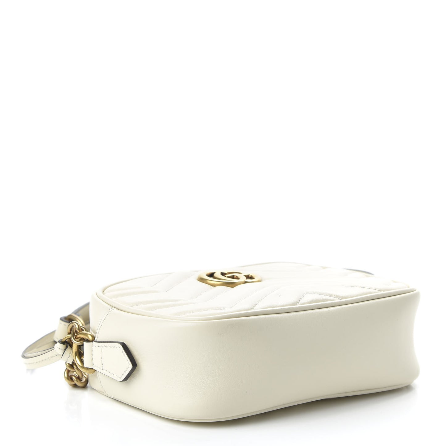 Calfskin Matelasse Mini GG Marmont Chain Shoulder Bag White