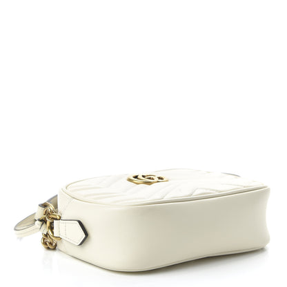 Gucci Calfskin Matelasse Mini GG Marmont Chain Shoulder Bag White 4 of 10