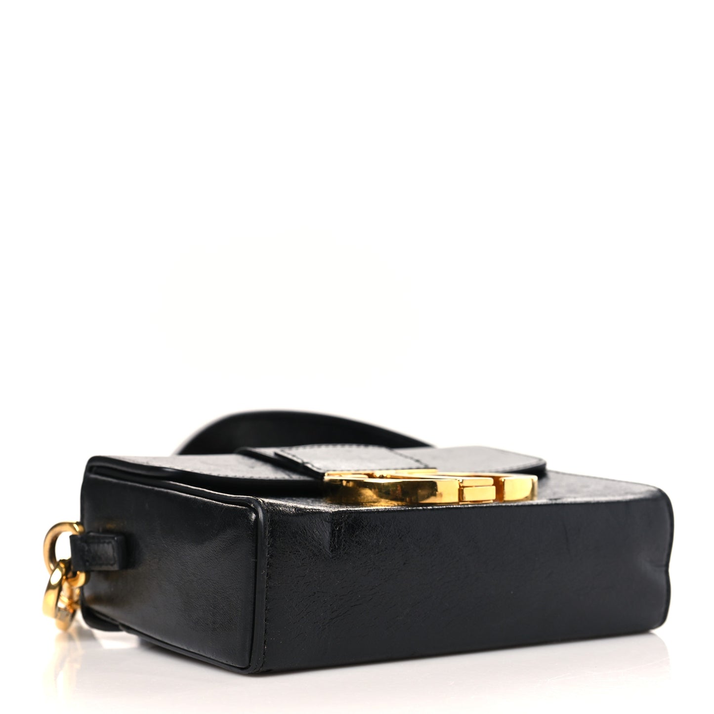 Crackled Lambskin 30 Montaigne Box Bag Black