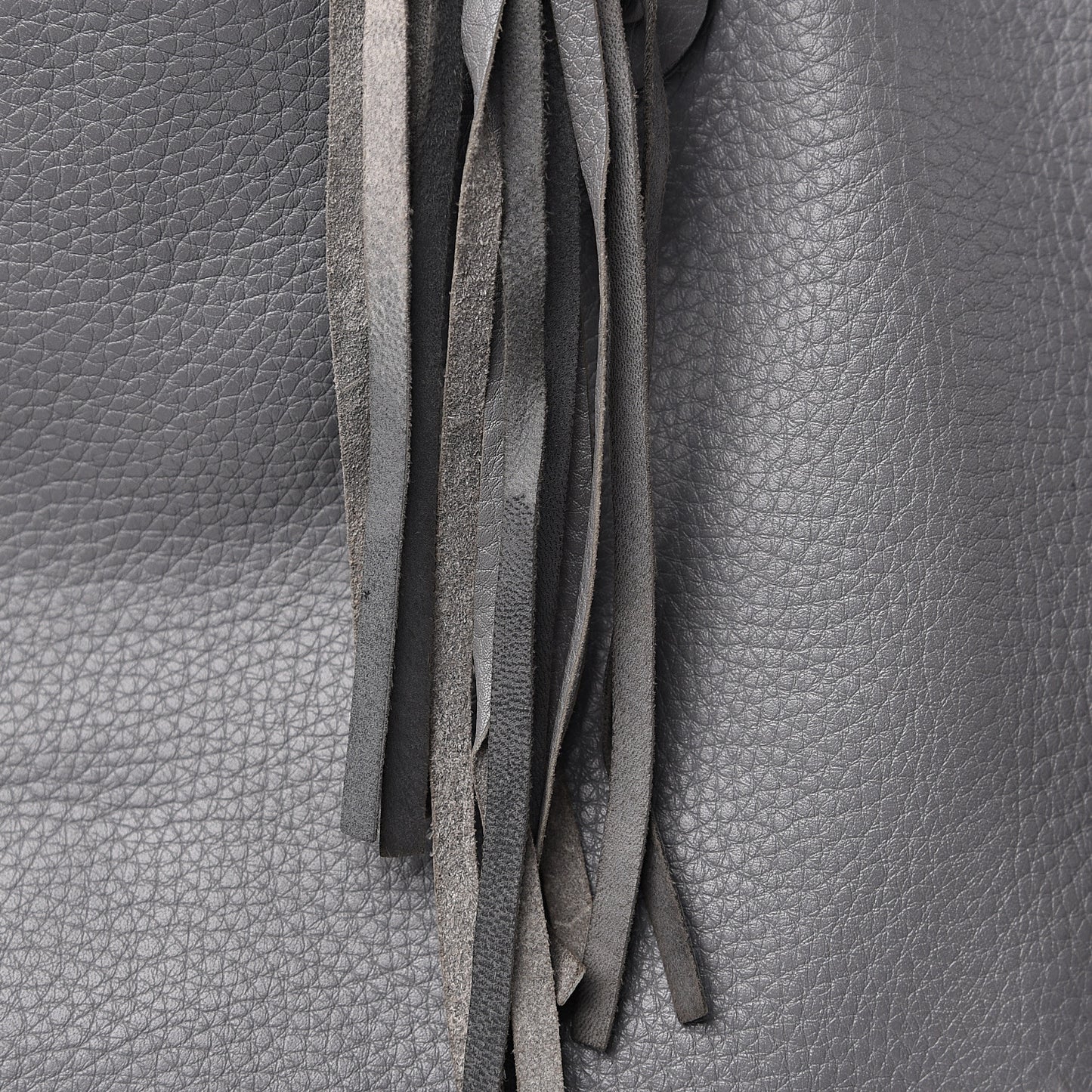 Grained Calfskin C-Rockee Fringe Tote Grey